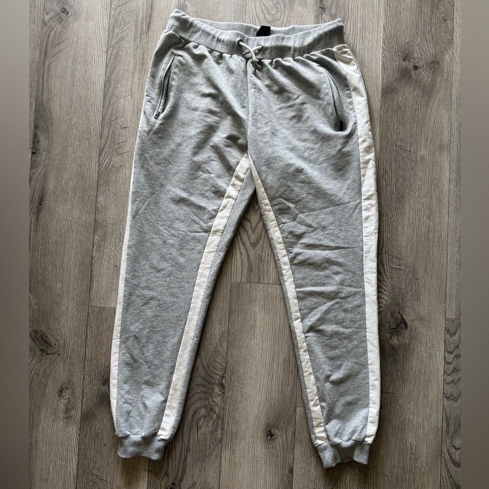 Gray and White Track Pants